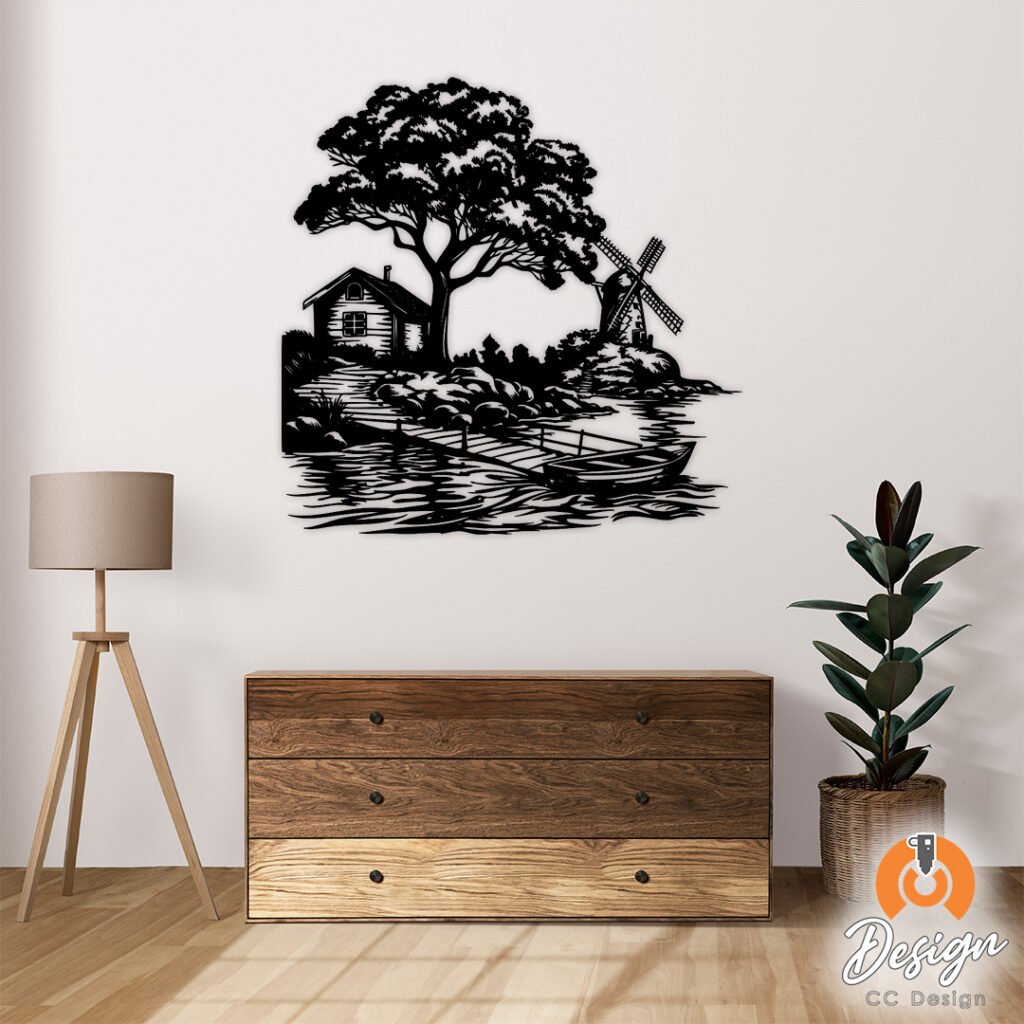 Paisaje Molino Bote Casa y Lago